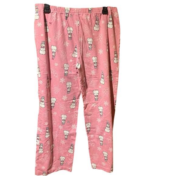 Snowman Pajama Pants Size Small Cozy Holiday Christmas Winter Comfy Pink Girly - Picture 2 of 3